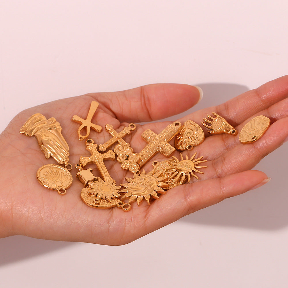 Wholesale Retro Geometric Stainless Steel 18K Gold Plated DIY Jewelry Accessories